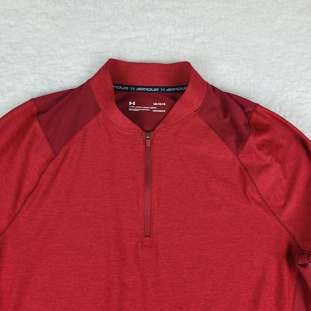 Under Armour Sweater Mens‎ Large Red Fitted Heatgear Activewear Performance